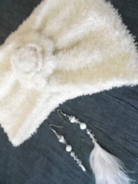 bandeau tricoté laine phildar effet plume pour femme