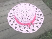 chapeau  raphia rose tendre réalisé au crochet,  taille 3ans, ou sur mesure